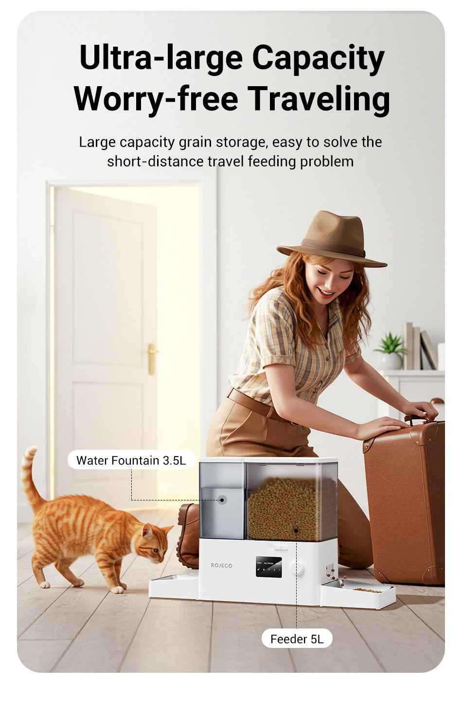 ROJECO 2‑in‑1 Feeder & Fountain