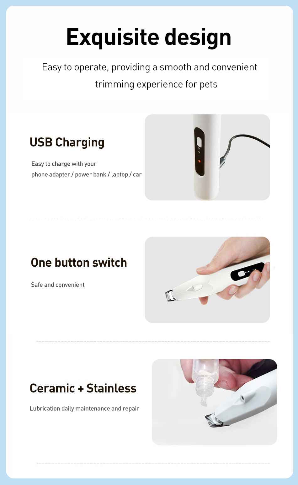 ROJECO 3-in-1 Pet Foot Hair Trimmer