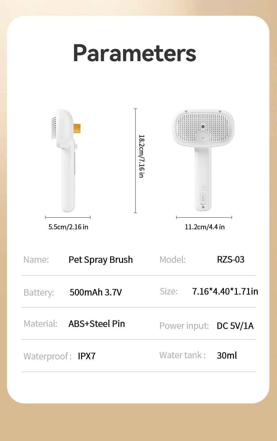 ROJECO Pet Spray Brush