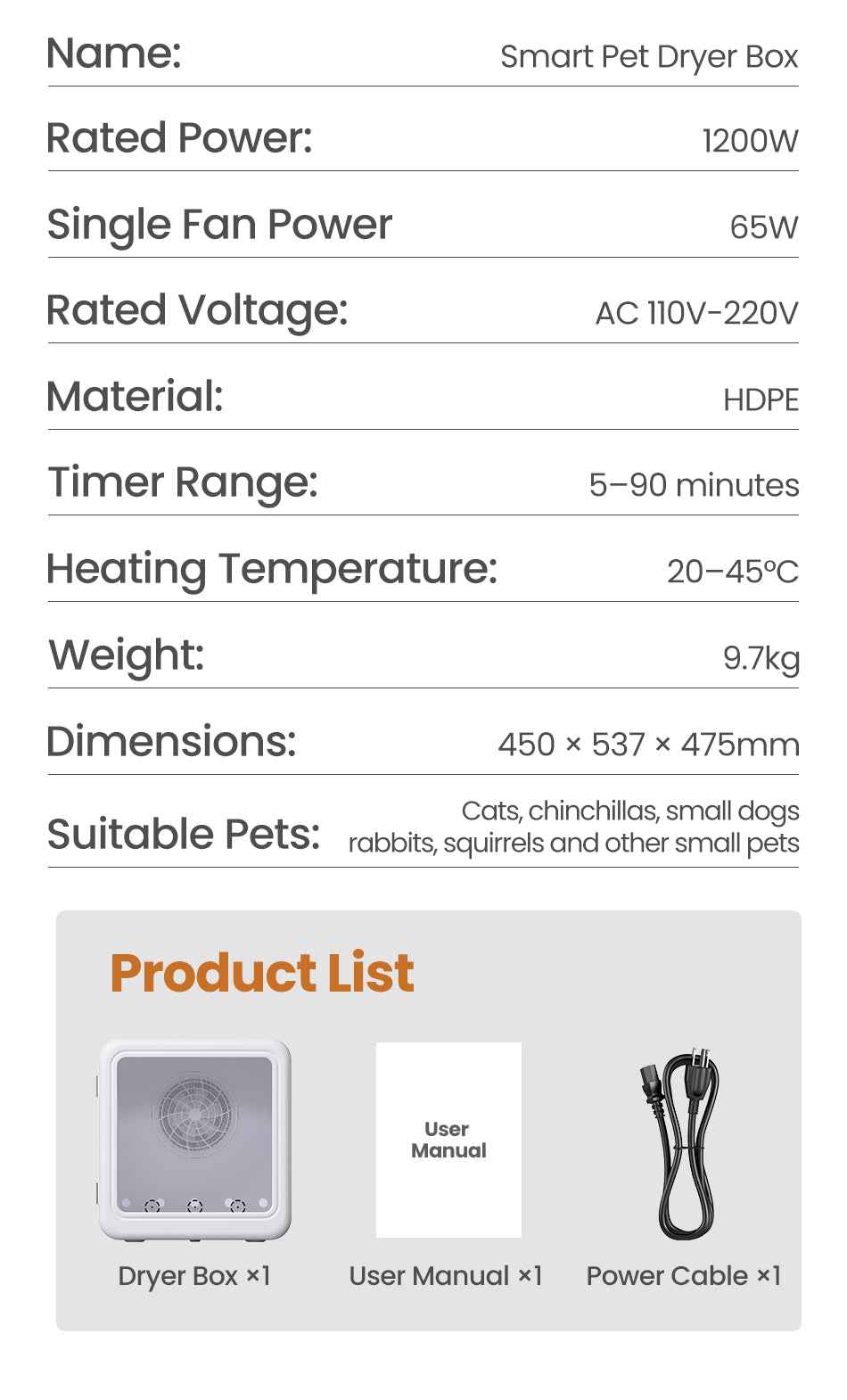 ROJECO Smart Pet Dryer Box
