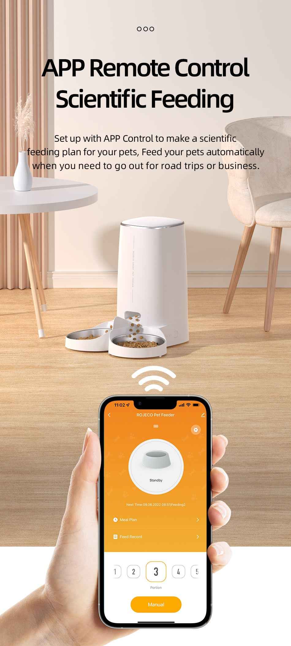 ROJECO 4L Smart Pet Feeder
