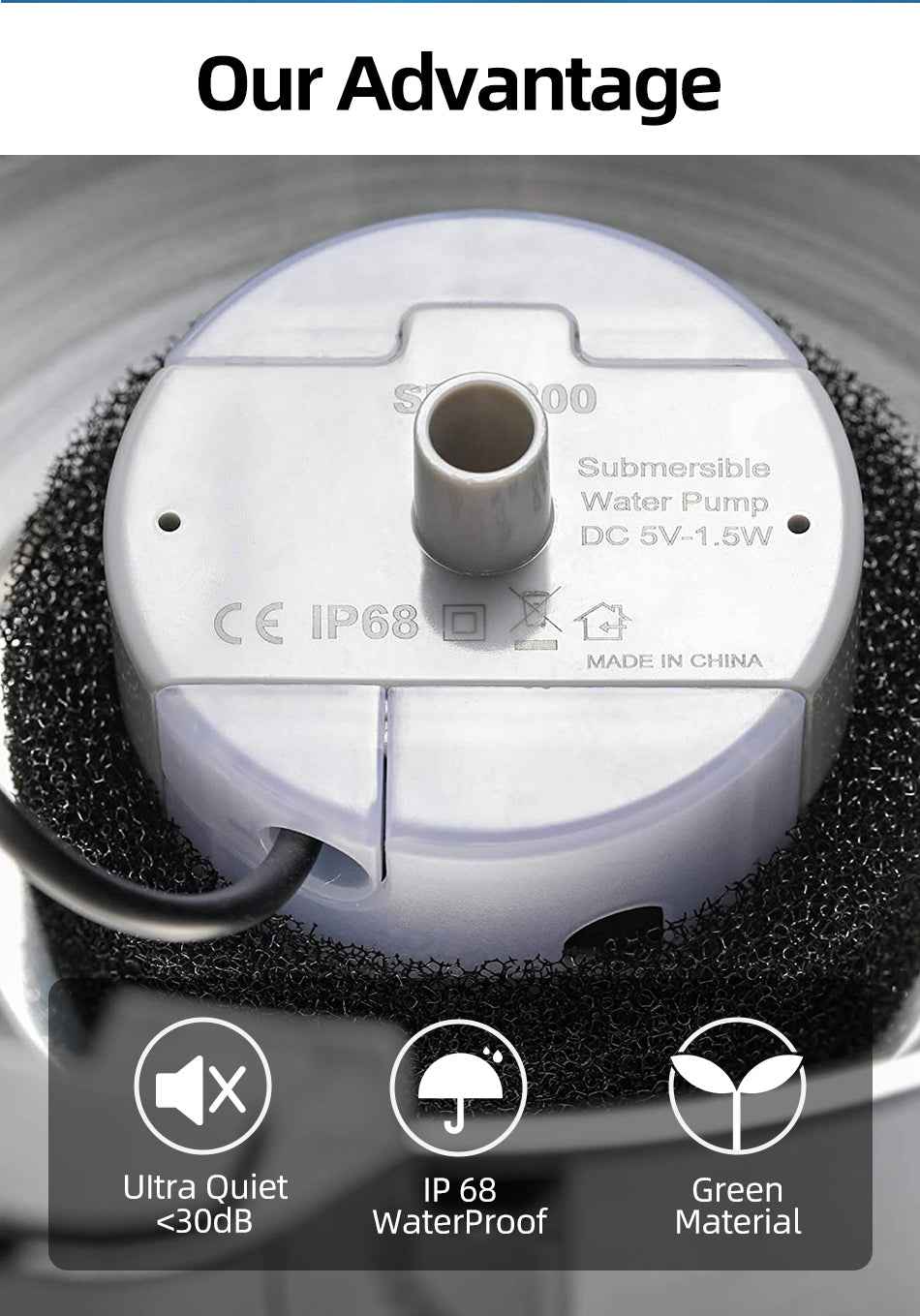 ROJECO Water Pump for Stainless Steel Cat Fountain