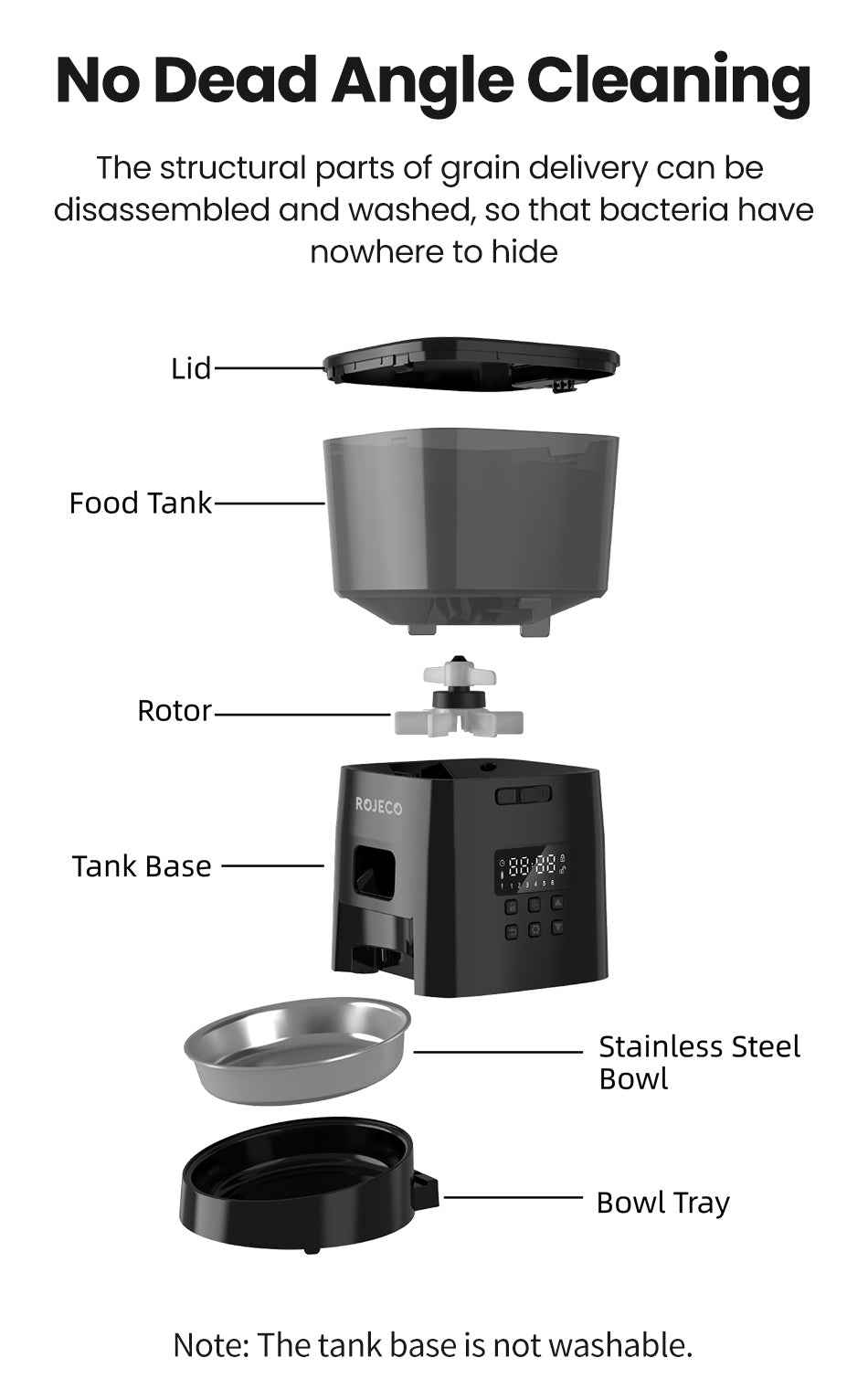ROJECO 2L Button Pet Feeder