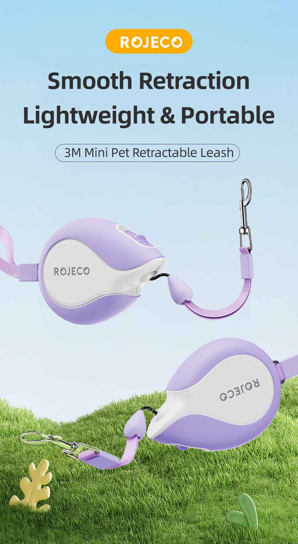 ROJECO Mini Retractable Dog Leash