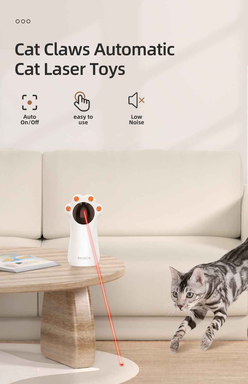 ROJECO Rechargeable Laser Cat Toy