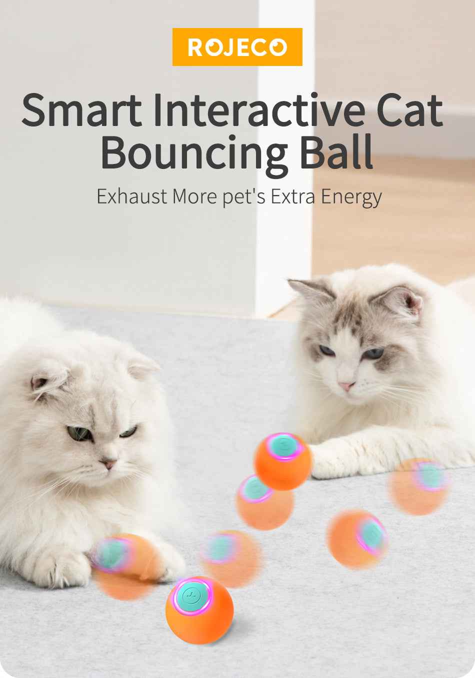 ROJECO Smart Bouncing Cat Ball