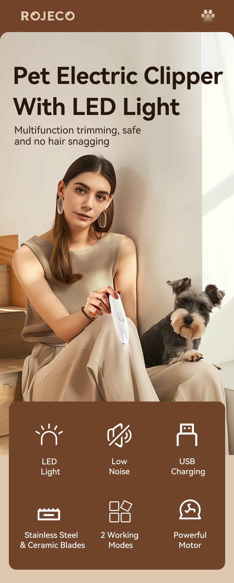 ROJECO T50 Pet Electric Clipper