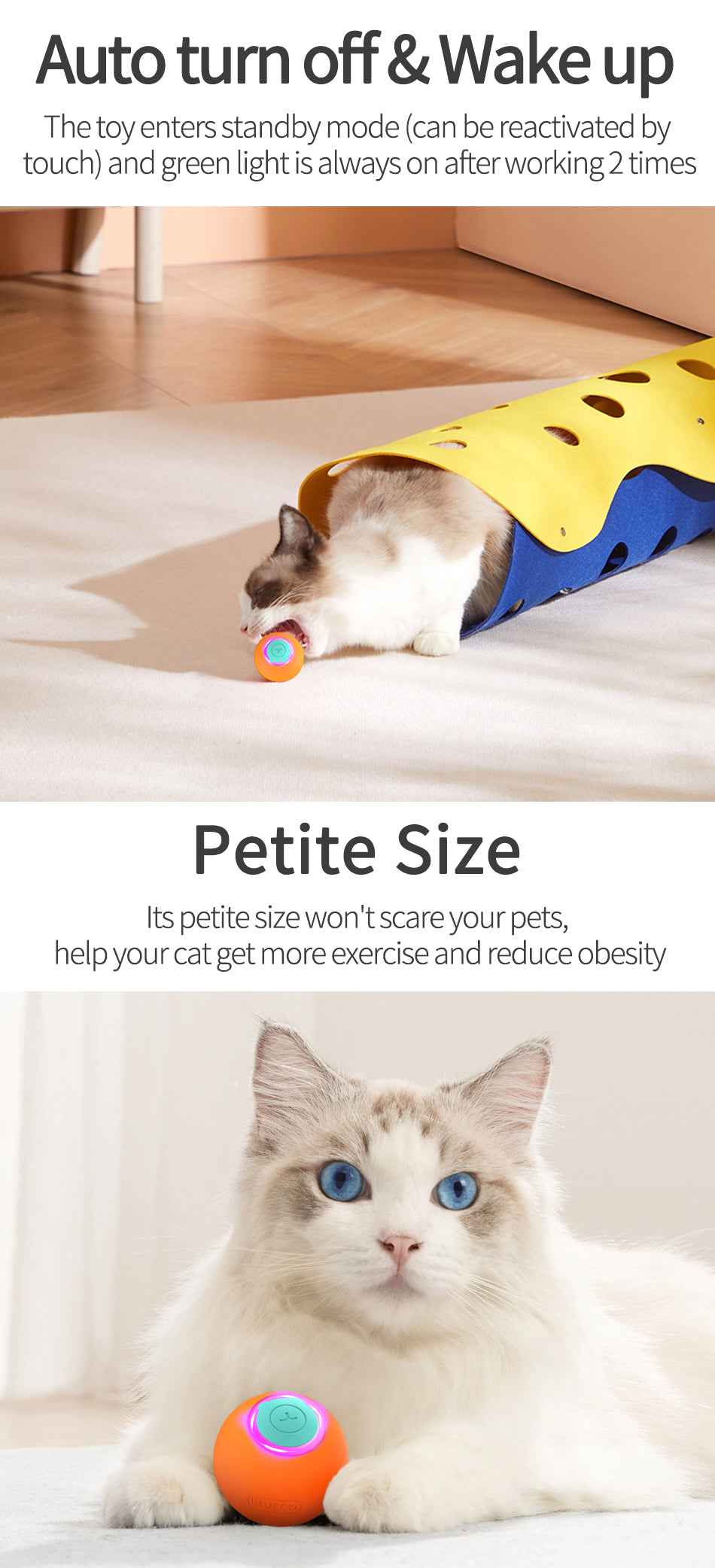 ROJECO Smart Bouncing Cat Ball