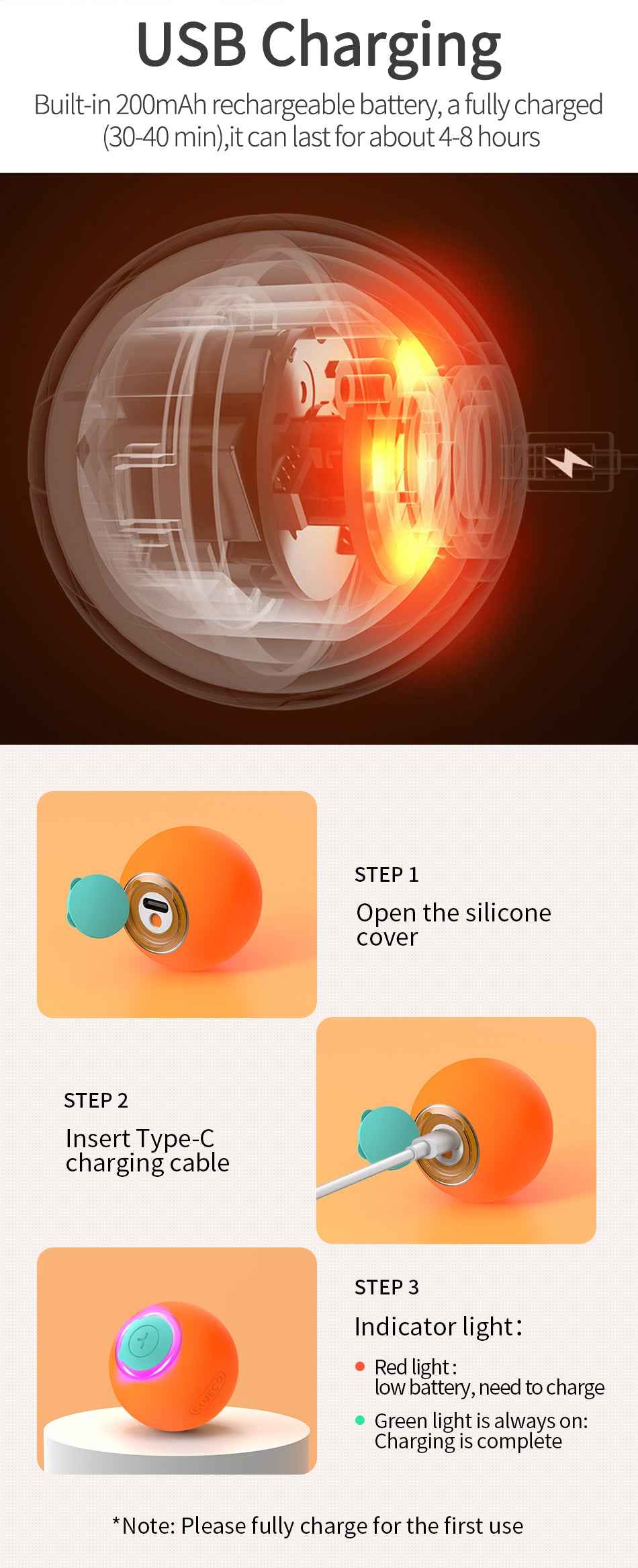 ROJECO Smart Bouncing Cat Ball