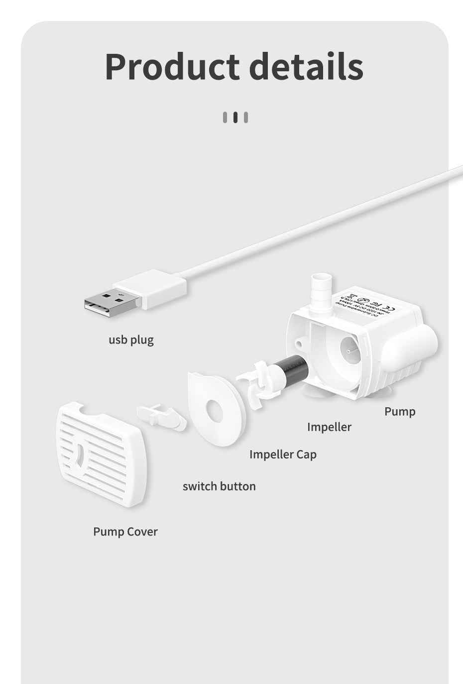 ROJECO Water Pump for Transparent Cat Fountain