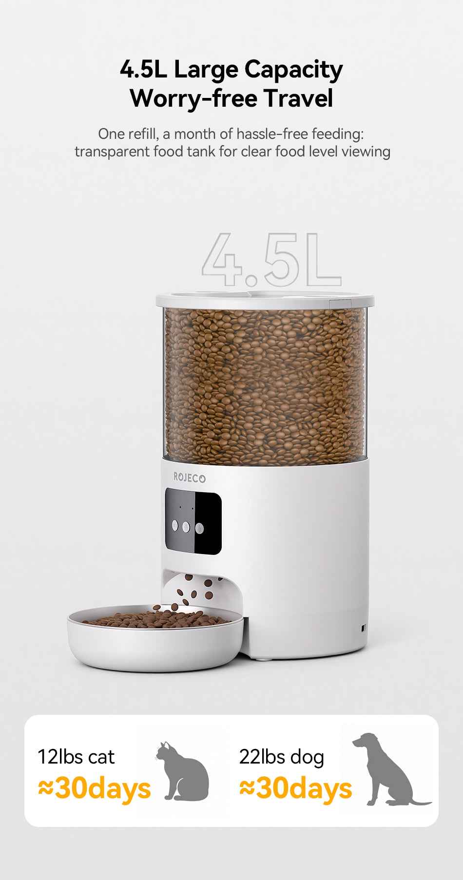 Rojeco 4.5L Stainless Steel Pet Feeder