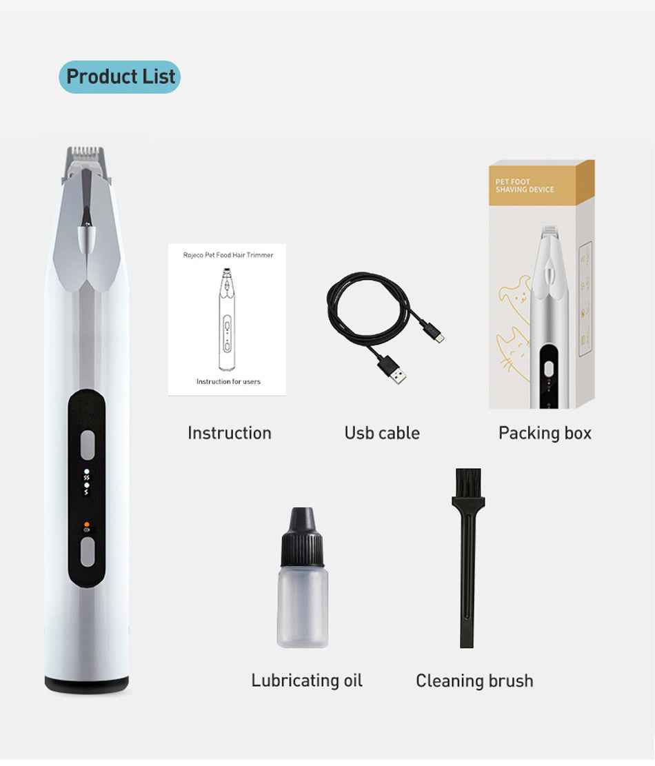 ROJECO 3-in-1 Pet Foot Hair Trimmer