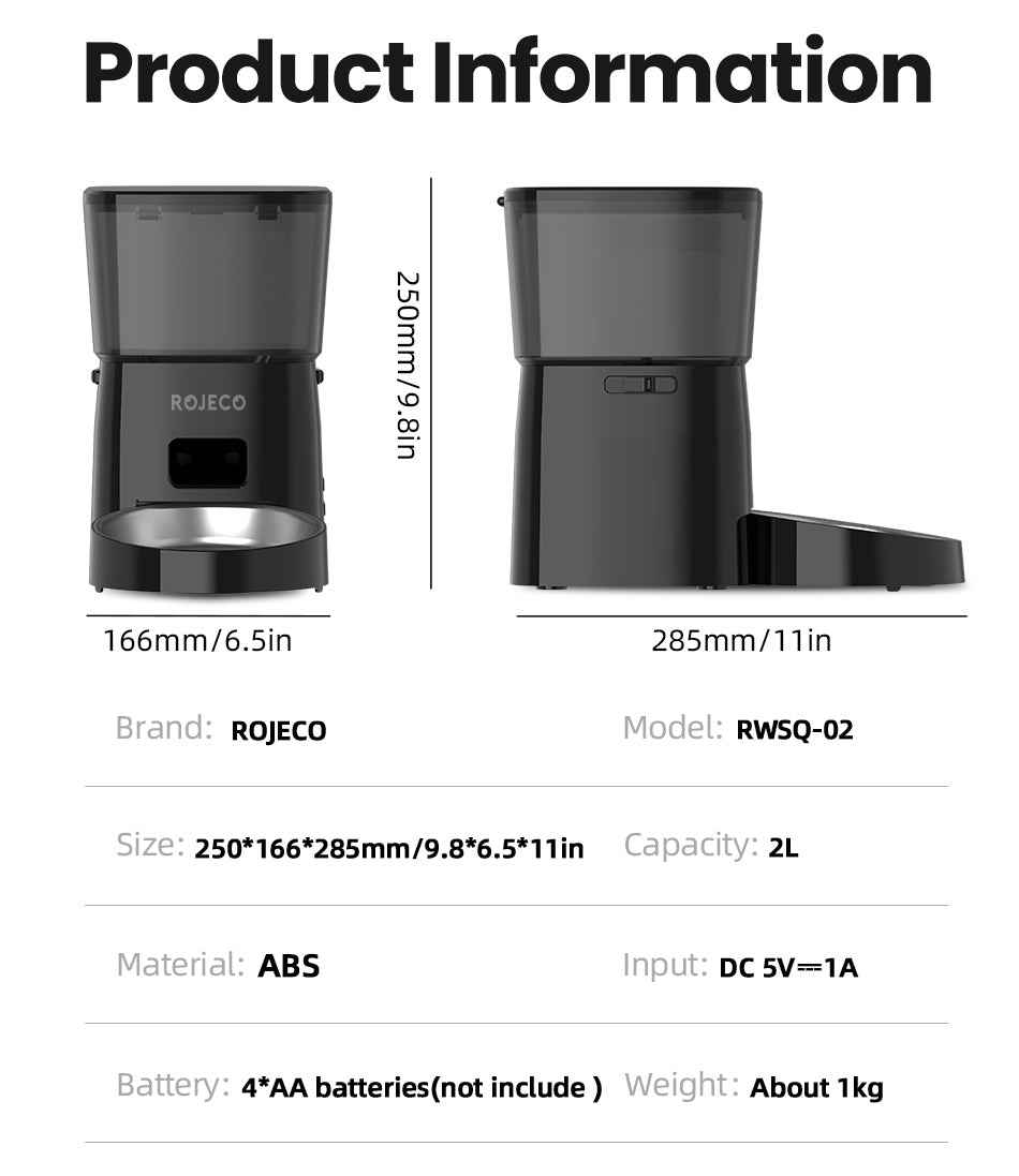 ROJECO 2L Button Pet Feeder