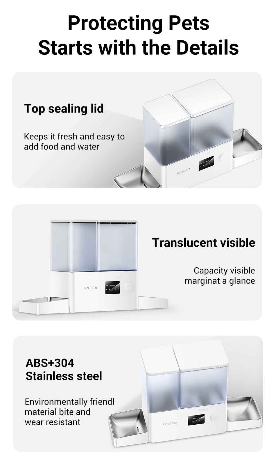ROJECO 2‑in‑1 Feeder & Fountain
