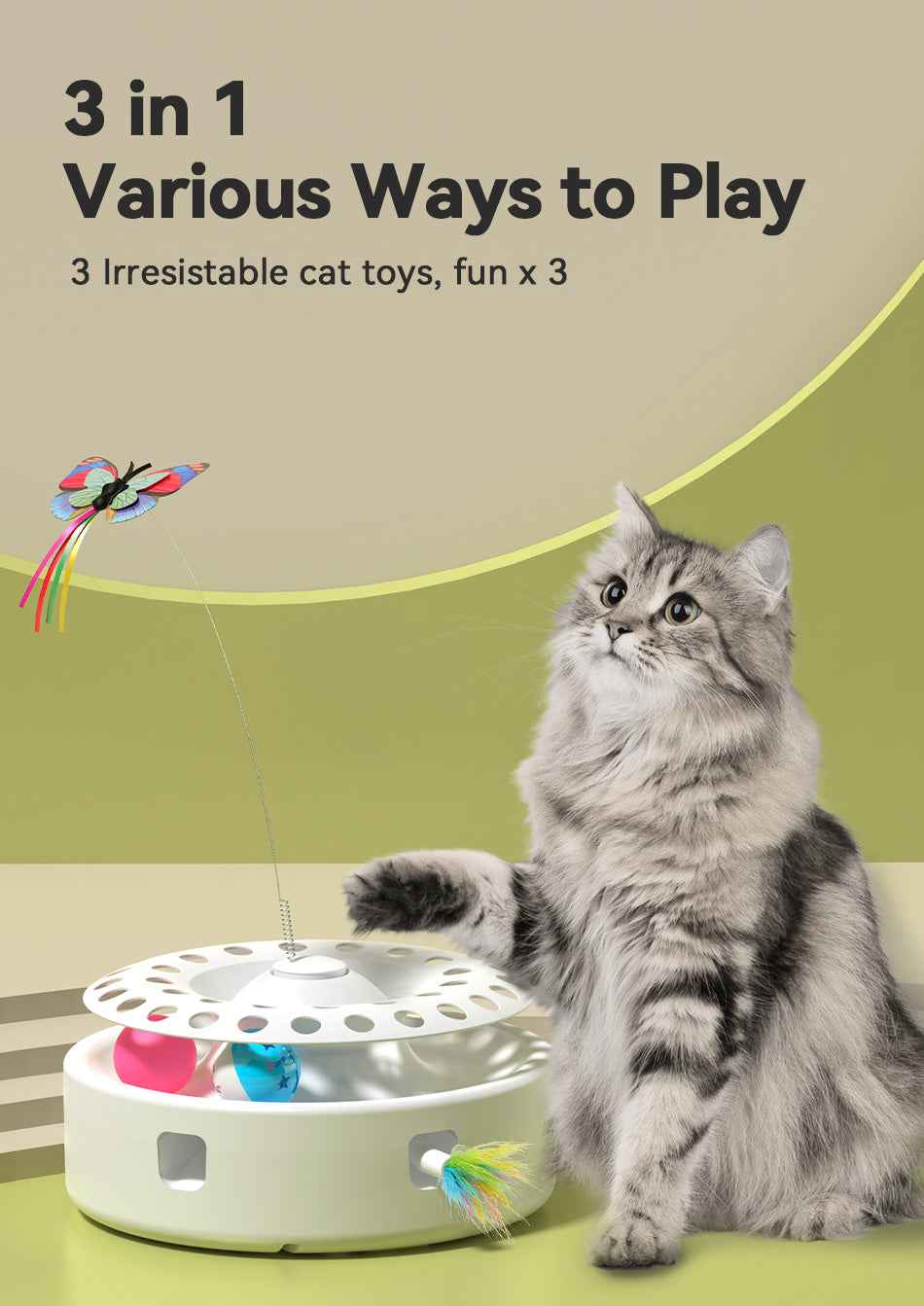 ROJECO TY823 3‑in‑1 Smart Pet Toy