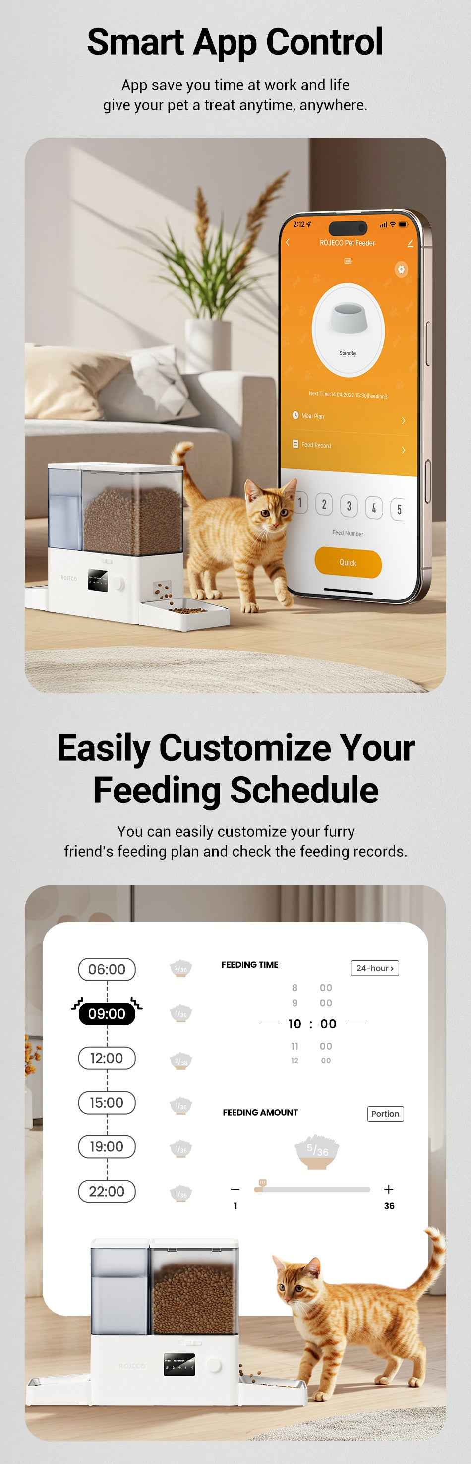 ROJECO 2‑in‑1 Feeder & Fountain