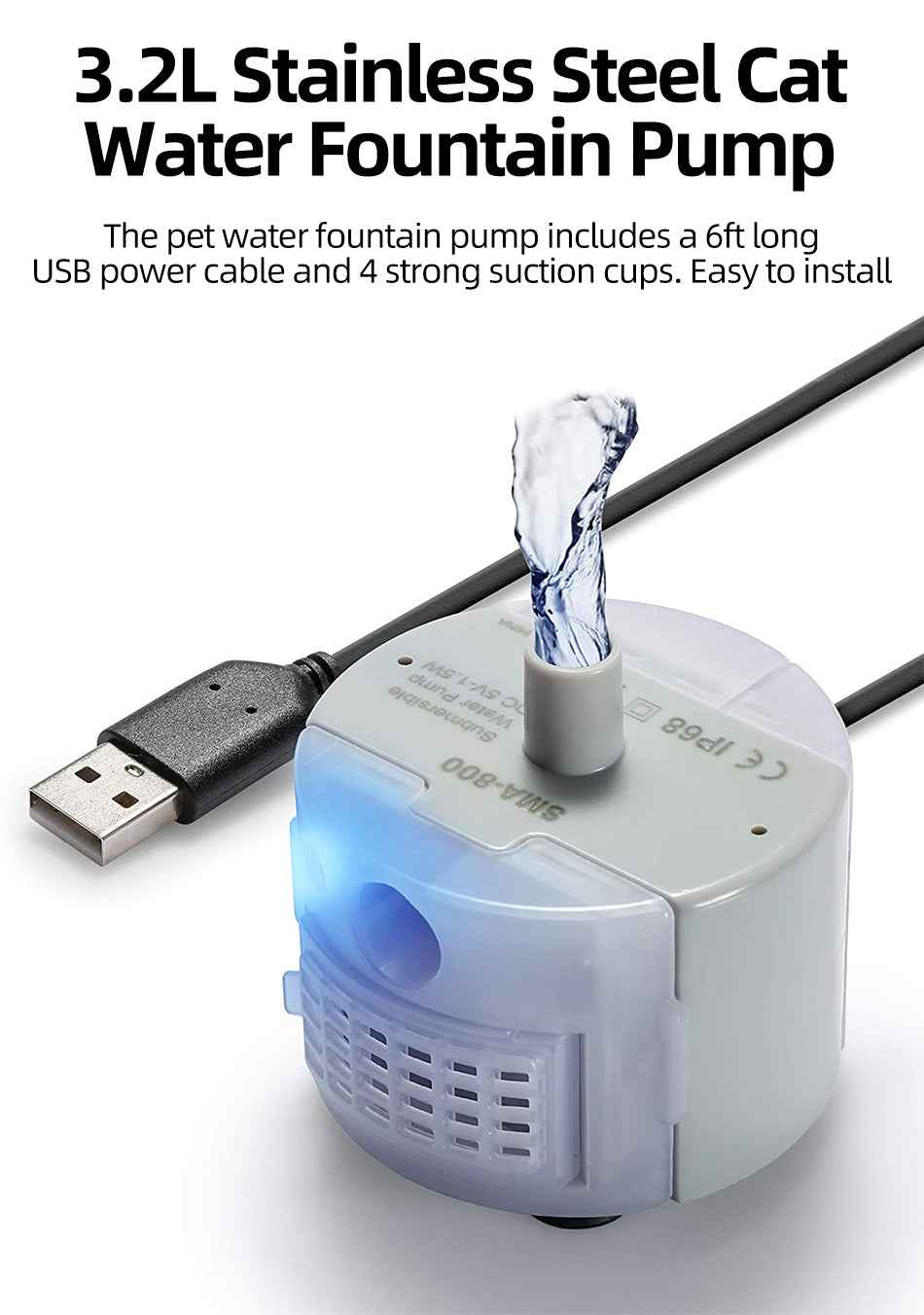 ROJECO Water Pump for Stainless Steel Cat Fountain