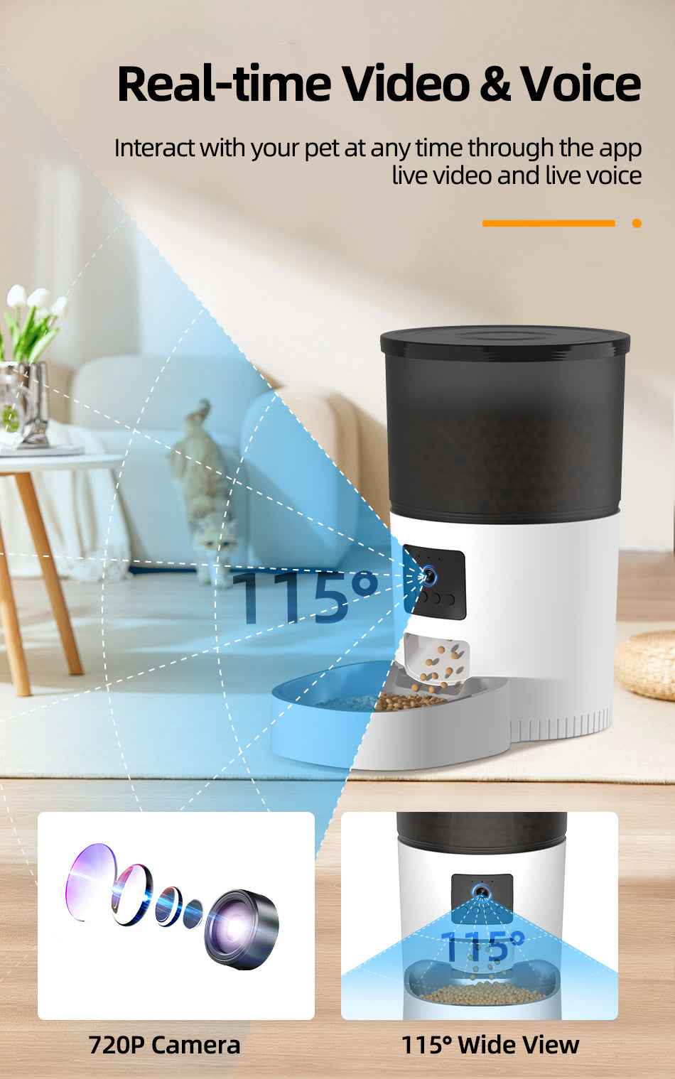 ROJECO 3L Cat Feeder with Camera