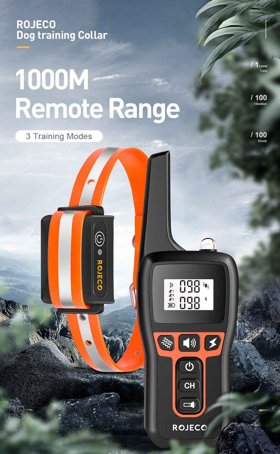 ROJECO PD529 1000m Dog Training Collar