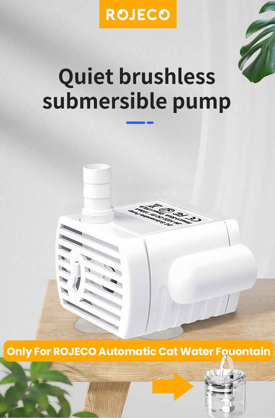 ROJECO Water Pump for Transparent Cat Fountain