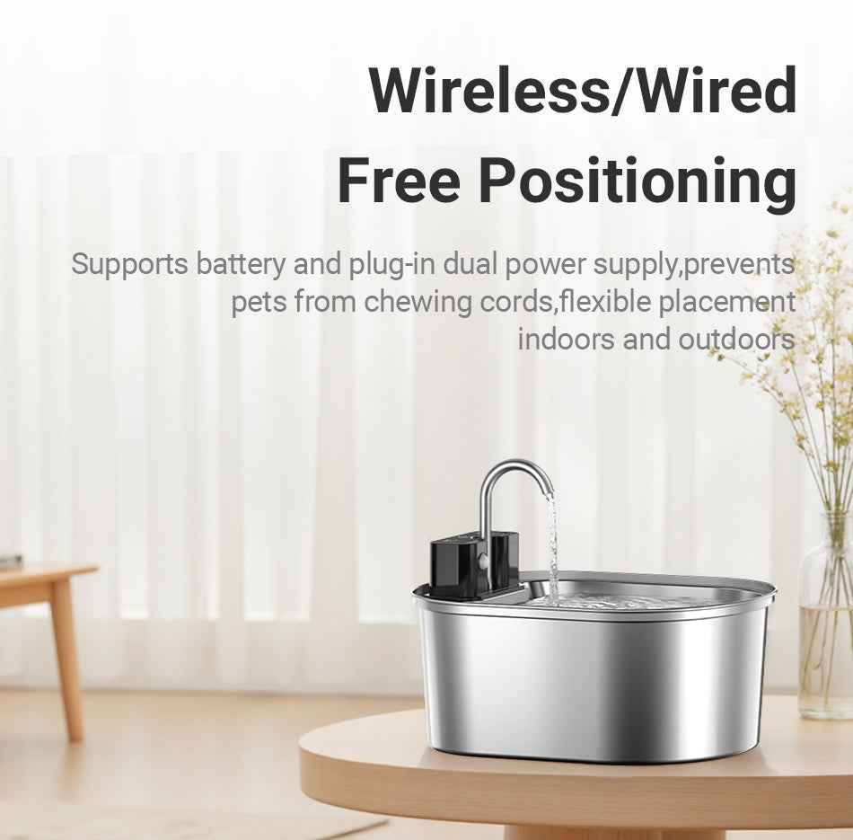 ROJECO 3.2L Wireless Stainless Steel Fountain
