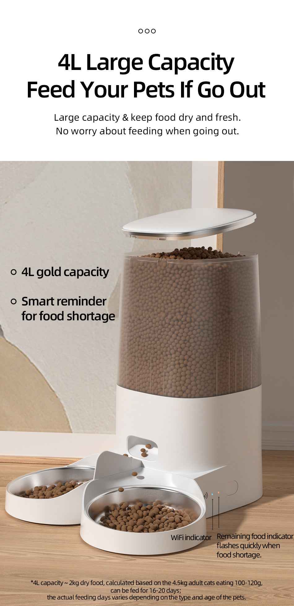 ROJECO 4L Smart Pet Feeder
