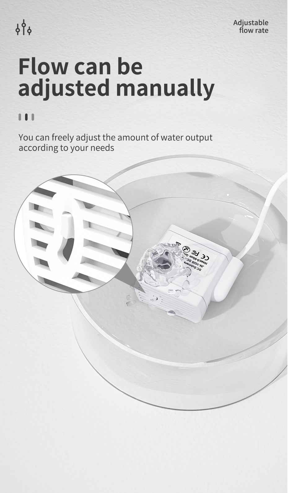 ROJECO Water Pump for Transparent Cat Fountain