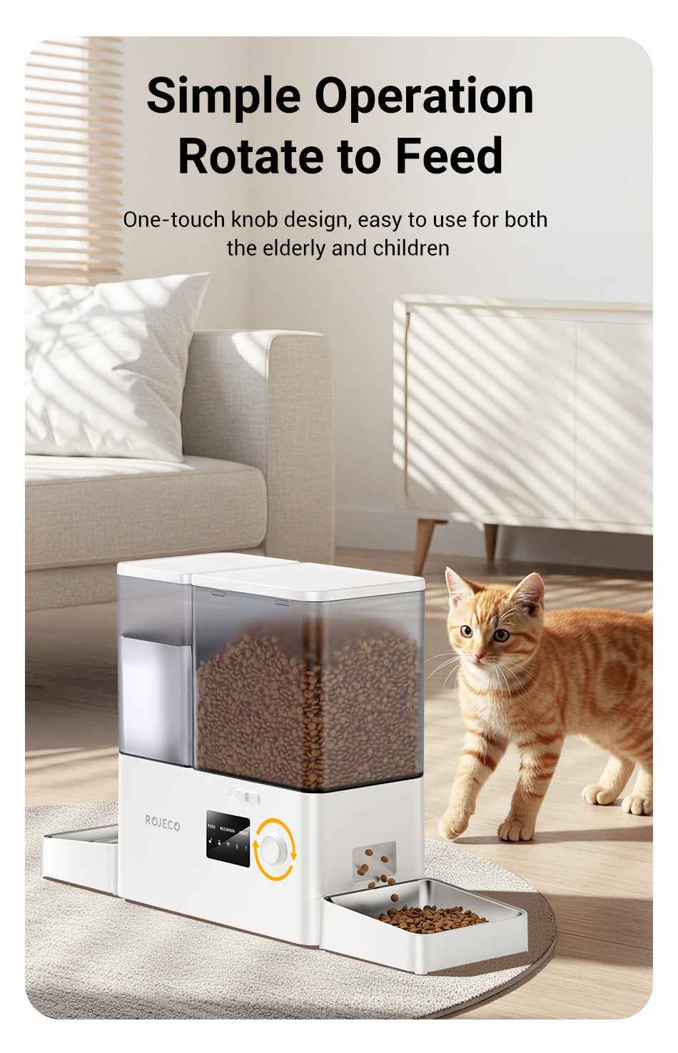 ROJECO 2‑in‑1 Feeder & Fountain