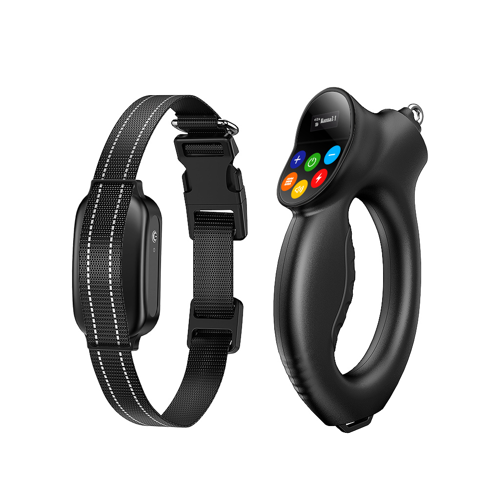 ROJECO PD800 dog training collar with 500m range, IPX7, and tension sensor.