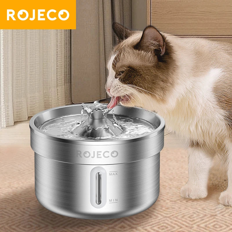 ROJECO Stainless Steel Automatic Pet Water Fountain